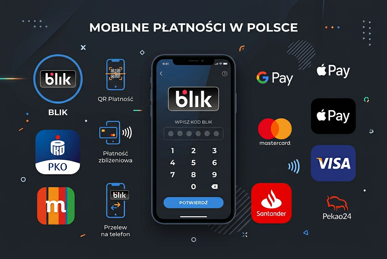Logotypy metod płatności popularnych w Polsce, BLIK i portfele elektroniczne